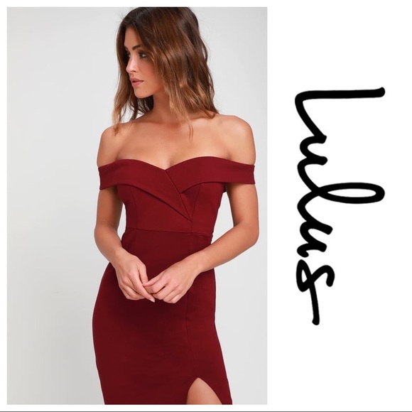 SOLD LULUS Off-the-Shoulder Bodycon Classic Dress - Picture 2 of 8